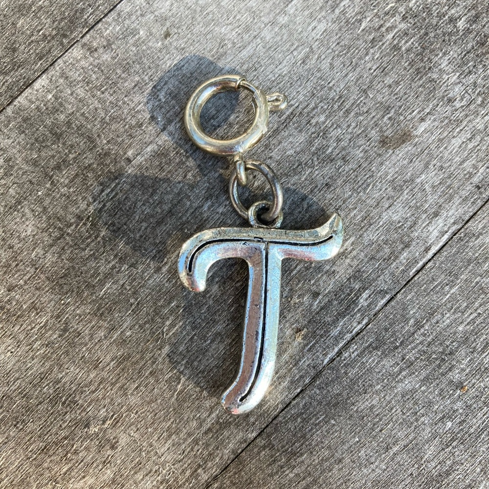 T CHARM Silver with Clasp for Zipper on Jacket Purse Necklace